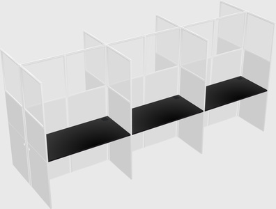 Shared rectangular cubicle