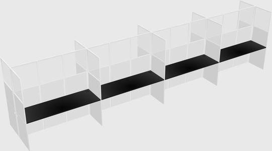 Shared rectangular cubicle