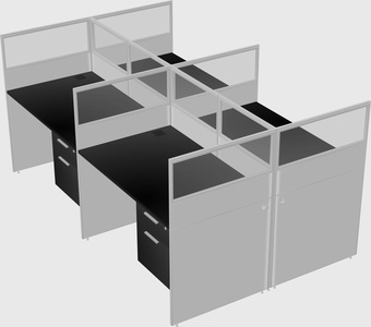 Shared rectangular cubicle