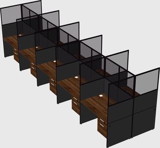 Shared rectangular cubicle