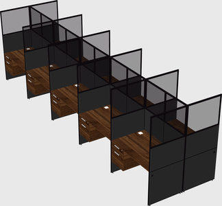 Shared rectangular cubicle