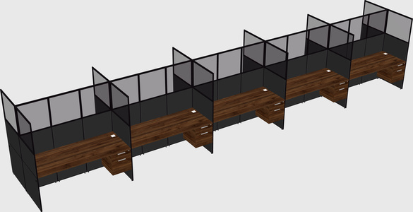 Shared rectangular cubicle