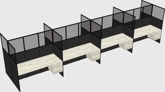 Shared rectangular cubicle
