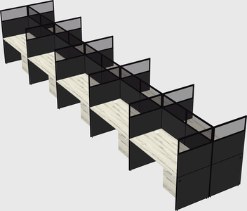 Shared rectangular cubicle