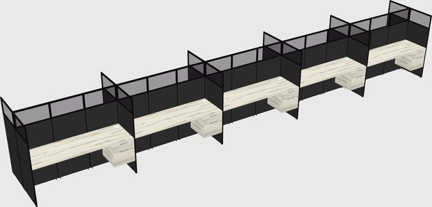 Shared rectangular cubicle