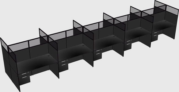 Shared rectangular cubicle
