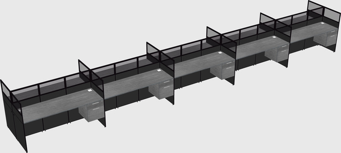 Shared rectangular cubicle