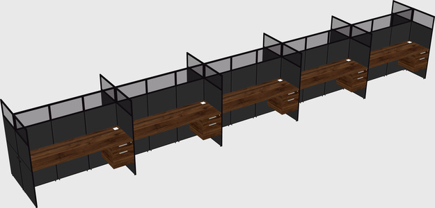 Shared rectangular cubicle
