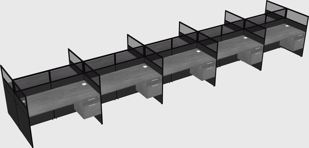 Shared rectangular cubicle