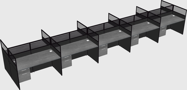 Shared rectangular cubicle