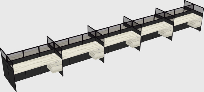 Shared rectangular cubicle