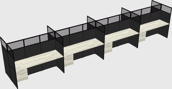 Shared rectangular cubicle