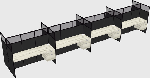 Shared rectangular cubicle