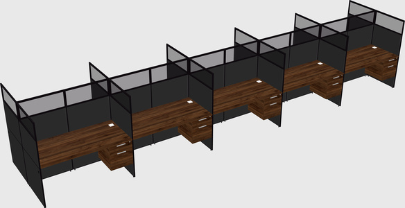 Shared rectangular cubicle