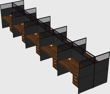 Shared rectangular cubicle