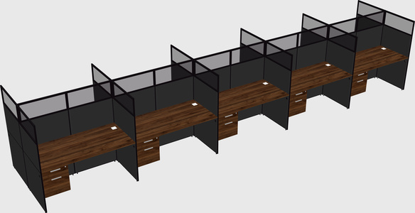 Shared rectangular cubicle