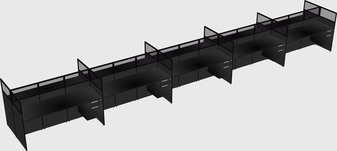 Shared rectangular cubicle
