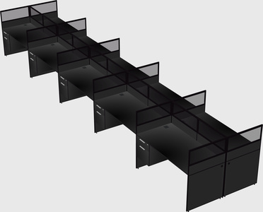 Shared rectangular cubicle