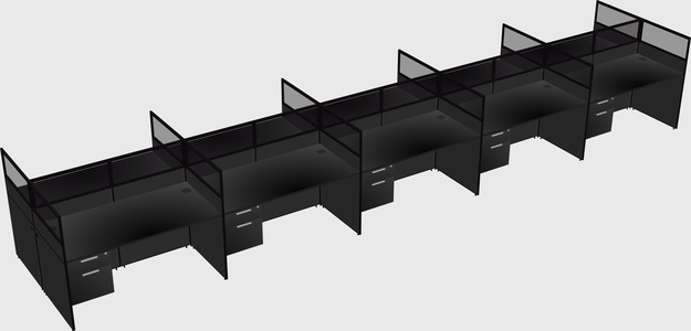 Shared rectangular cubicle