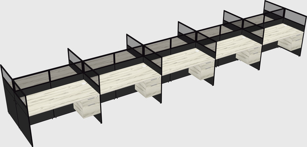 Shared rectangular cubicle