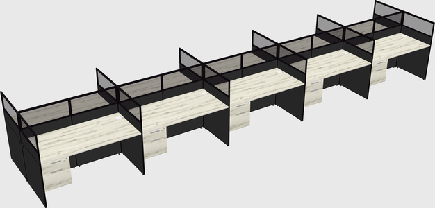 Shared rectangular cubicle