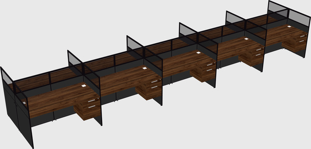 Shared rectangular cubicle