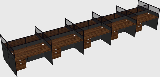 Shared rectangular cubicle