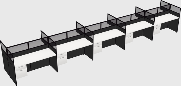 Shared rectangular cubicle