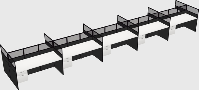 Shared rectangular cubicle