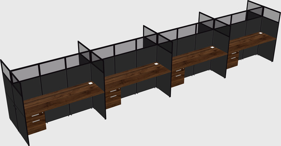 Shared rectangular cubicle