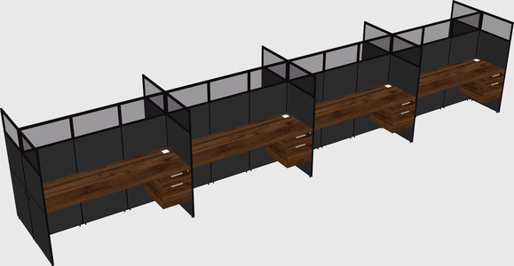 Shared rectangular cubicle