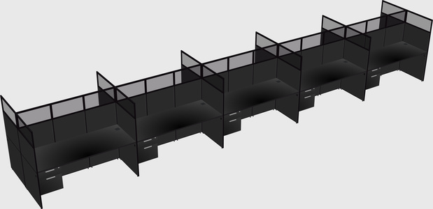 Shared rectangular cubicle