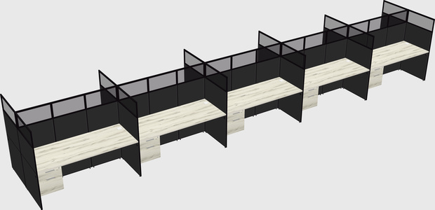 Shared rectangular cubicle