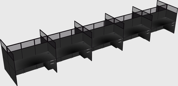 Shared rectangular cubicle