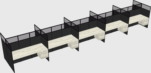 Shared rectangular cubicle