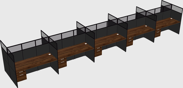Shared rectangular cubicle