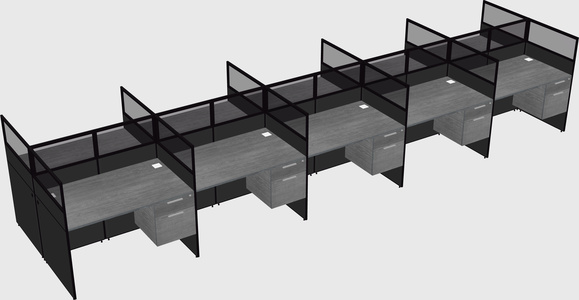 Shared rectangular cubicle