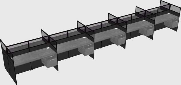 Shared rectangular cubicle