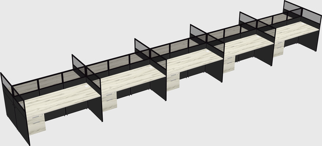 Shared rectangular cubicle