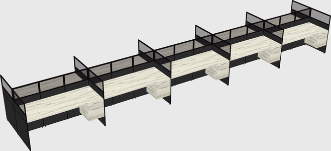 Shared rectangular cubicle