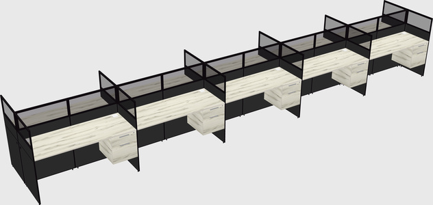 Shared rectangular cubicle