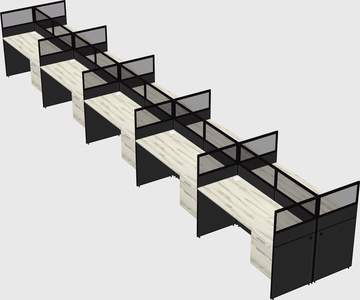 Shared rectangular cubicle