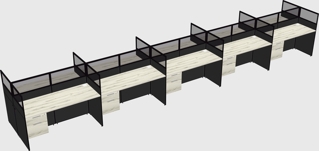 Shared rectangular cubicle