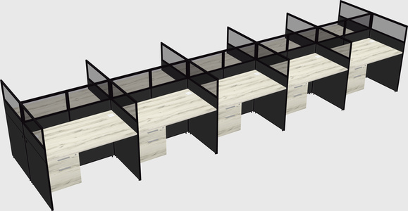 Shared rectangular cubicle