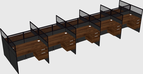 Shared rectangular cubicle