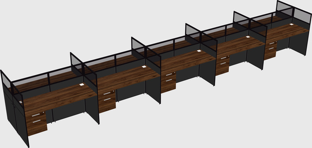 Shared rectangular cubicle