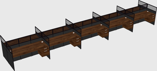 Shared rectangular cubicle