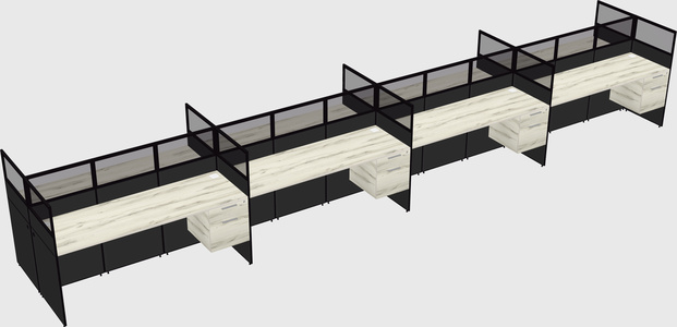 Shared rectangular cubicle