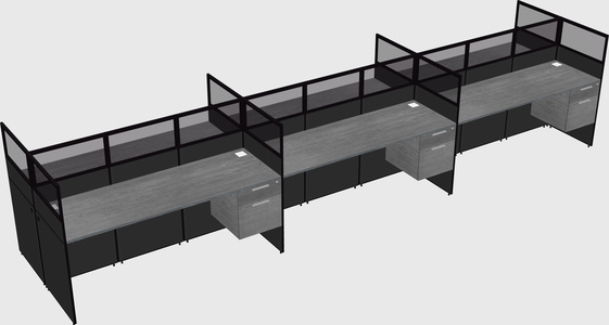 Shared rectangular cubicle