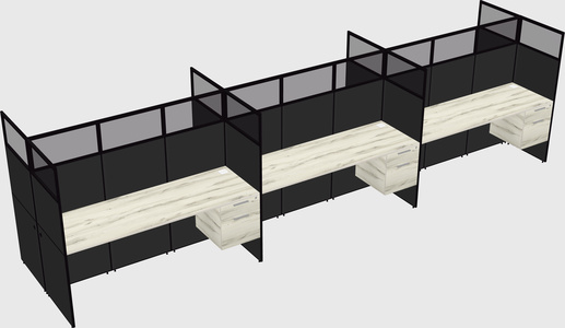 Shared rectangular cubicle